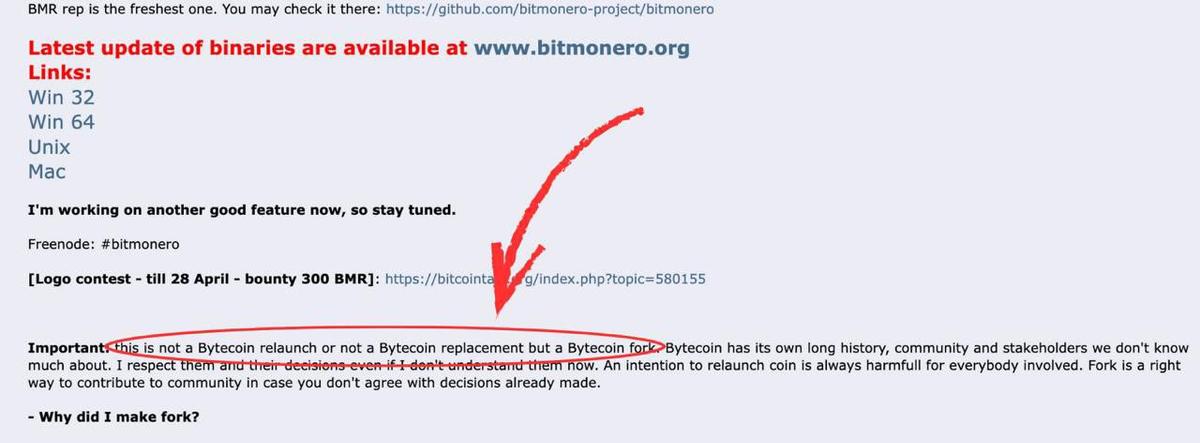 Proof of Monero fork from Bytecoin